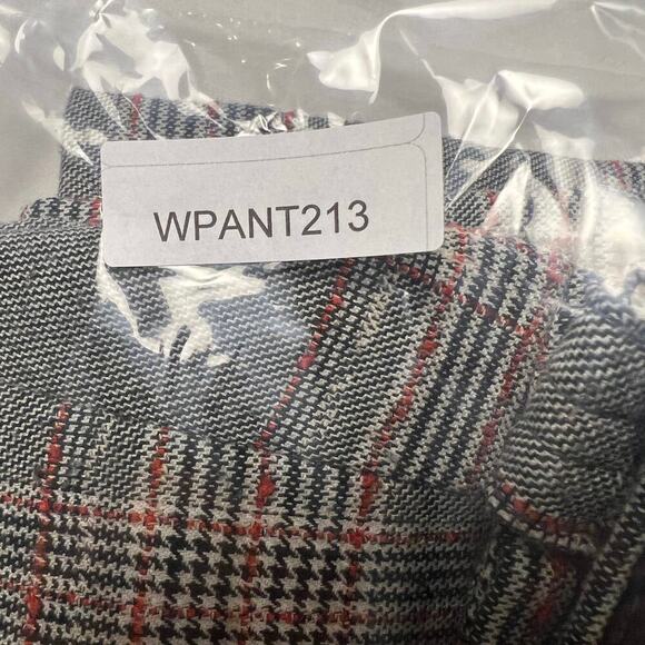 Free People Glen Plaid Flare Trouser Pants Gray Black Red Y2K Academia Size 10 - Picture 10 of 10